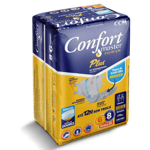 Fralda Geriátrica Confort Master Premium Plus 8 Unidades
