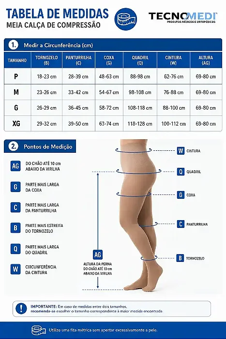 Meia calça 6000 20-30mmhg Media Compressão ponteira Fechada Venosan