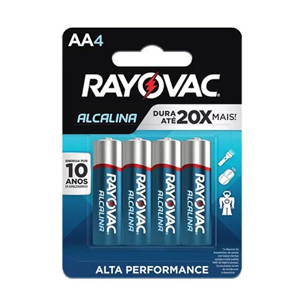 Pilha Pequena AA Alcalina  Com 4 Unidades Rayovac