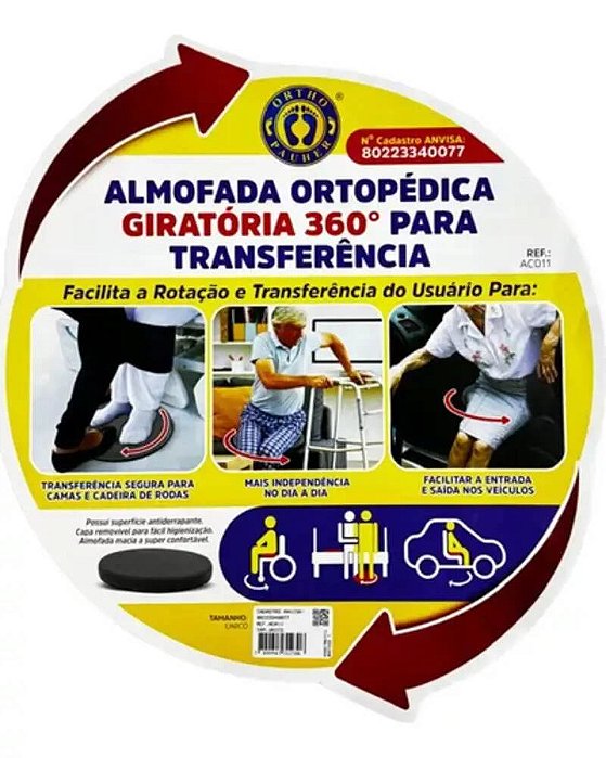 Almofada Ortopédica Giratória 360° para Transferência de Usuário OrthoPauher