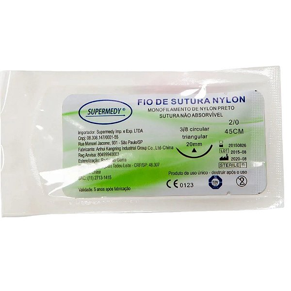 Fio de Sutura Supermedy Nylon 4-0 com Agulha 24mm