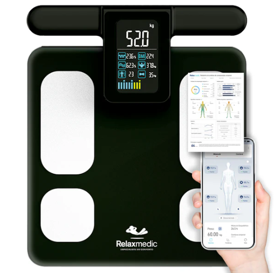 Balança Digital de Bioimpedância BodyScan Pro Preta