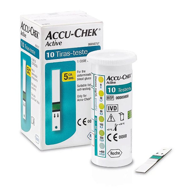 Tiras Accu Chek Active com 10 Unidades Roche