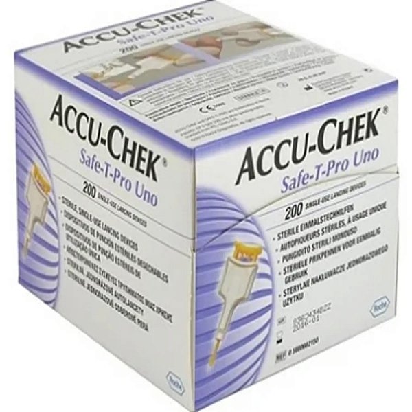 Lanceta Accu-Chek Safe-T-Pro Uno Com 200 Unidades