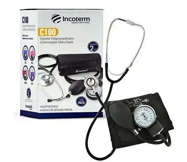 Conjunto Estetoscópio e Esfigmomanômetro C100 Incoterm