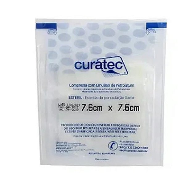 Compressa Com Emulsão De Petrolatum Curatec 7,6x7,6 cm