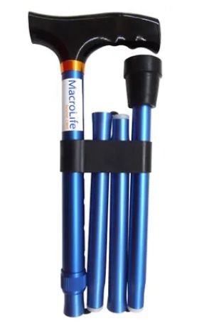 Bengala Bronze Em T Dobrável Azul B-Bum Anodizado Macrolife