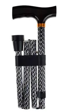 Bengala Bronze Em T Dobrável Preta Floral B-2001 - Macrolife