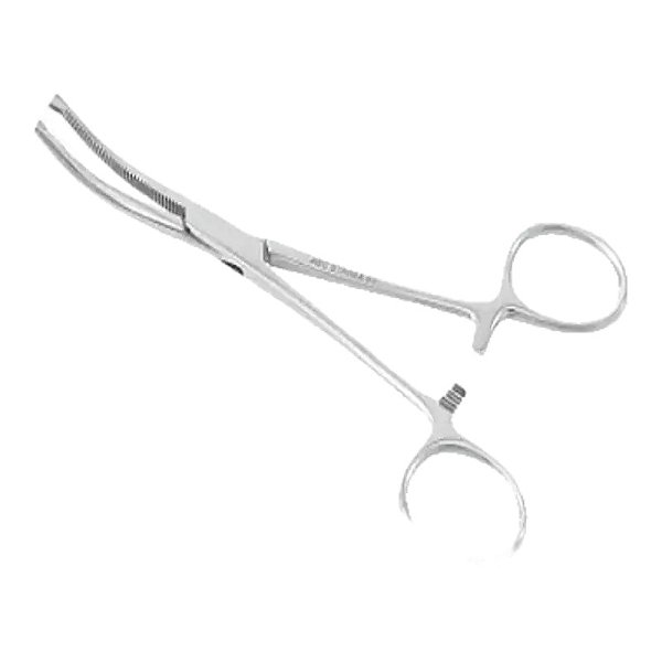 Pinça Kocher Curva 14Cm Aço Inoxidável