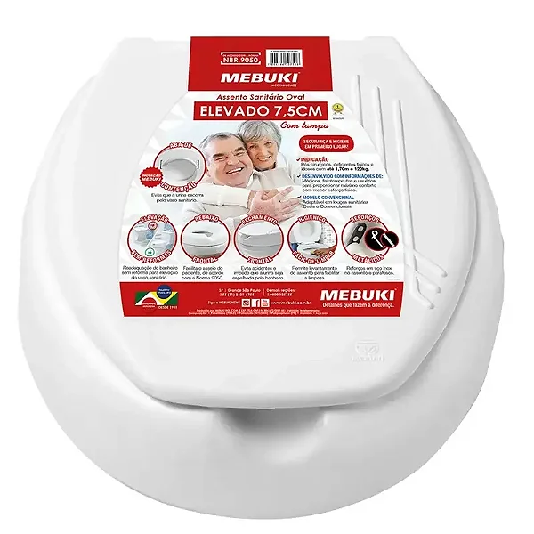 Assento Elevado 7, 5cm Com Tampa Mebuki