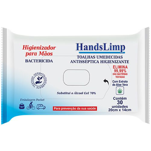 Toalha Antisséptica Com 30 und HandsLimp