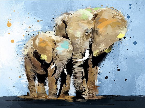 Elefantes - Mãe com Filhote