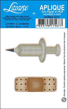 APM4-021 Aplique Litoarte Em Papel E MDF - Seringa e Band-Aid