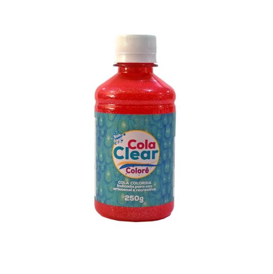 Cola Clear Colorê 250g Glitter - Funny Vermelho