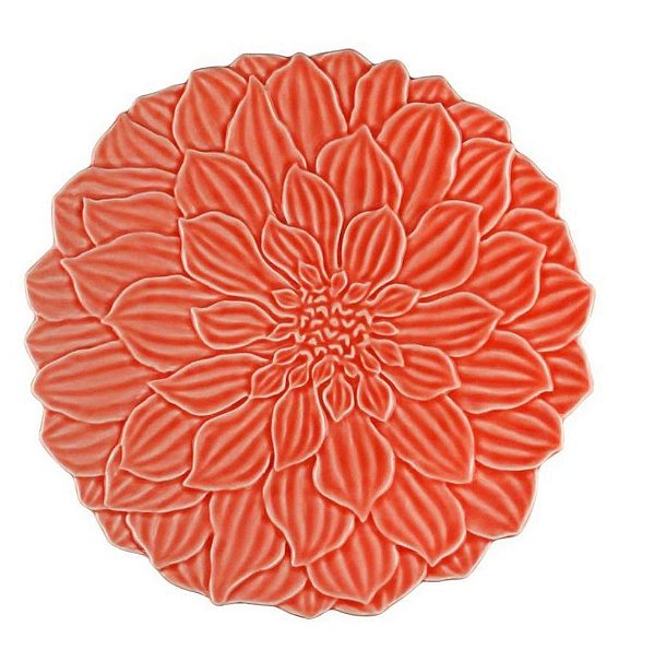 Prato de Sobremesa Daisy Coral / Prato de Porcelana Coral