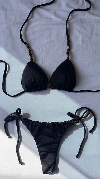 Biquíni Cortininha Preto Lacinho
