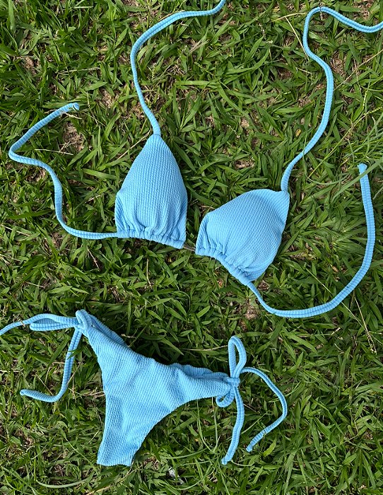 Biquíni Cortininha Azul Candy  Calcinha Lacinho