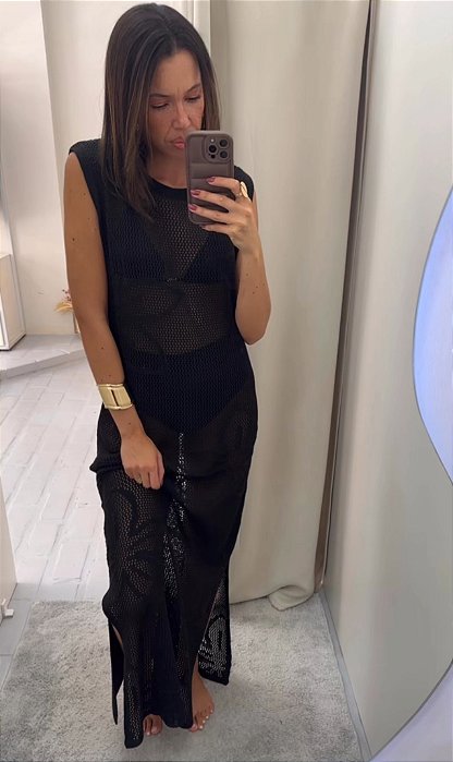 Vestido Longo Tricot Lírio Preto
