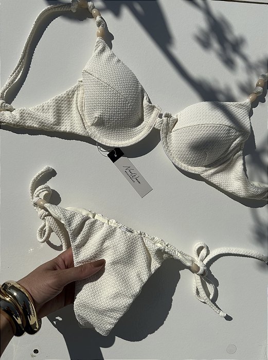 Meia Taça Pedras Off White Lacinho