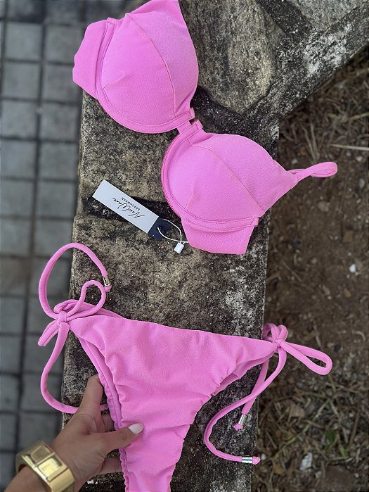 Meia Taça Rosa Chiclete Calcinha Lacinho