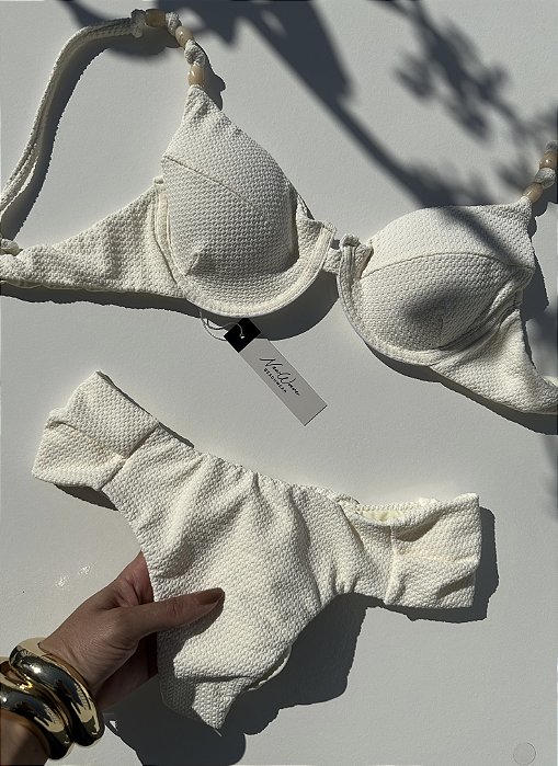 Meia Taça Pedras Off White Borboleta