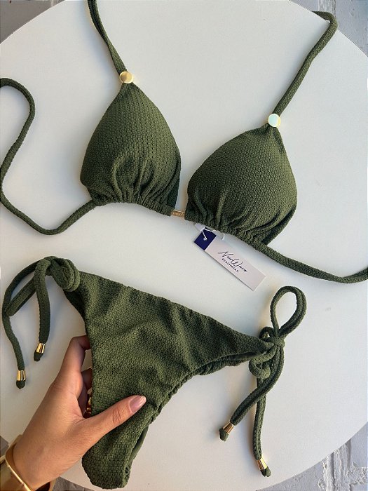 Cortininha Verde Militar Lacinho