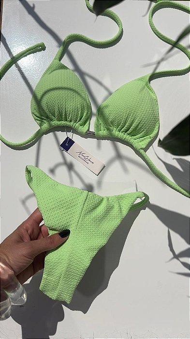 Biquíni Cortininha Verde Menta Tira Fixa