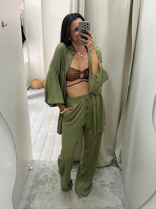 Conjunto Viscolinho Verde Militar