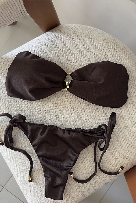 Biquíni Tomara Que Caia Argola Marrom Café