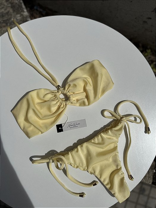 Biquíni Bali Amarelo Manteiga Calcinha Lacinho