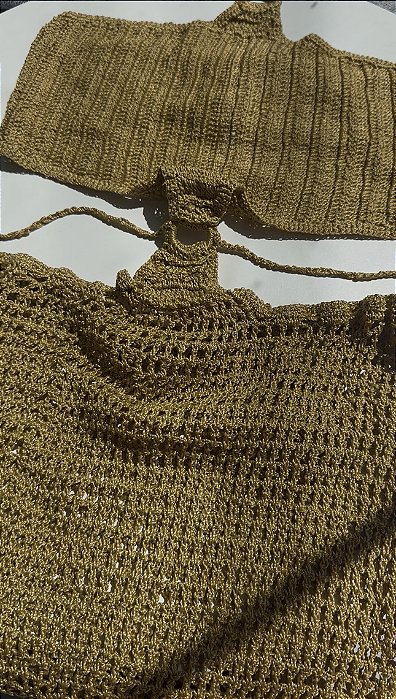 Vestido Crochê Cecília Dourado