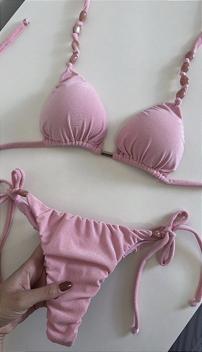 Biquíni Cortininha Rosa Ballerina Lacinho
