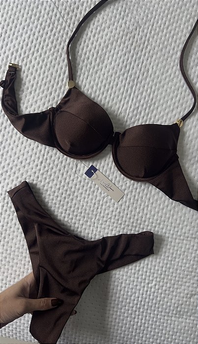 Biquíni Meia Taça Marrom Café Asa Delta