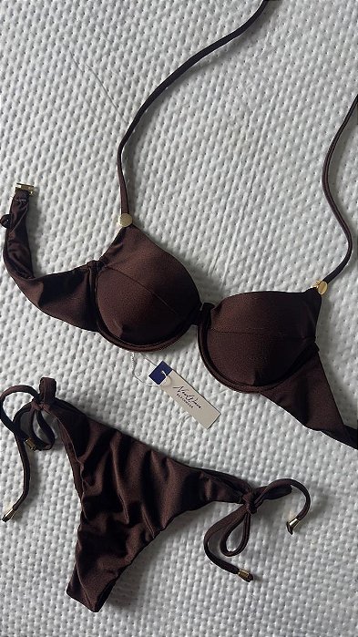 Biquíni Meia Taça Marrom Café Lacinho