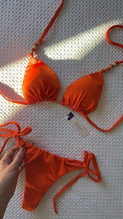 Biquíni Cortininha Laranja Lacinho
