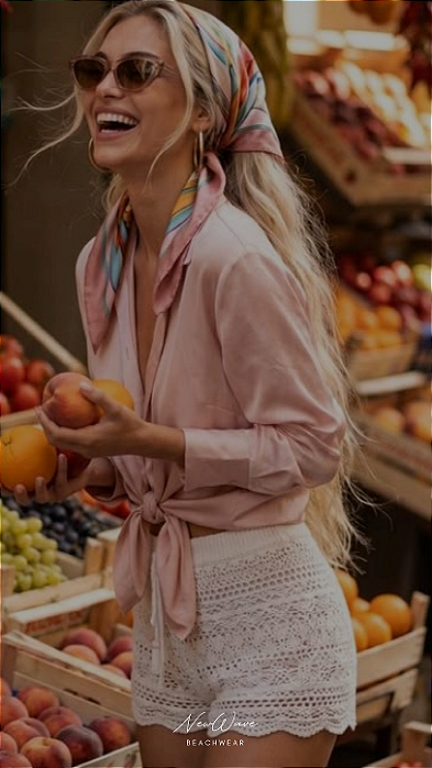 Short Crochê Branco