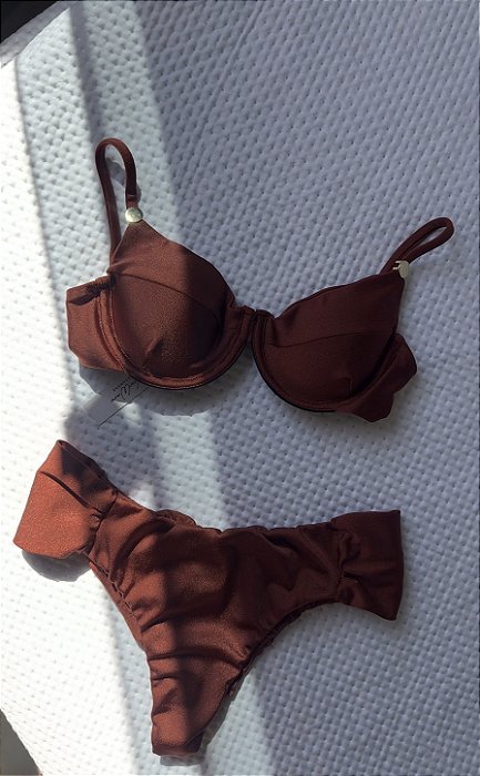 Biquíni Meia Taça Terracota Borboleta
