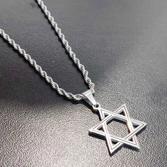 Talismã colar Estrela de Salomão em Aço Inoxidável