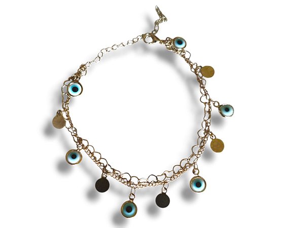 Pulseira dupla Olho-grego (Folhada à prata)