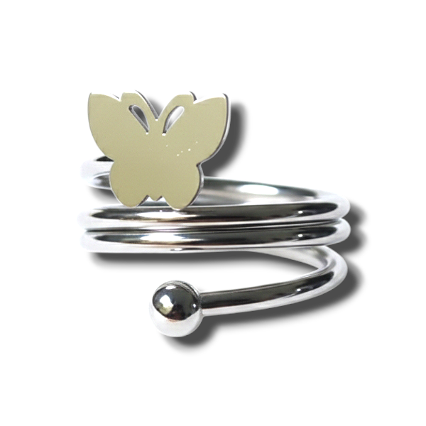 Anel Espiral com borboleta - Aço Inoxidável