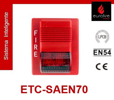 Sirene Audiovisual Endereçável Inteligente, com LPCB, CE, EN54 - Eurofire Tecnologia