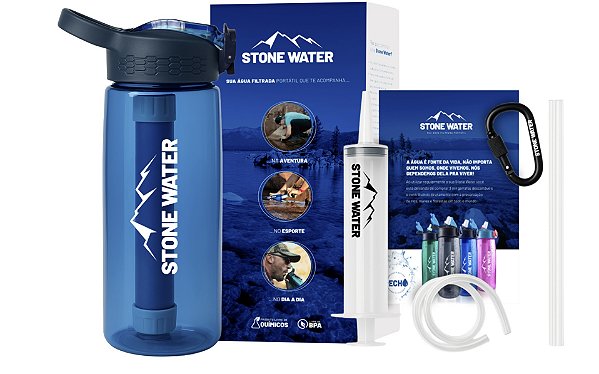 Garrafa Stone Water com Filtro + GANHE 4 Acessórios
