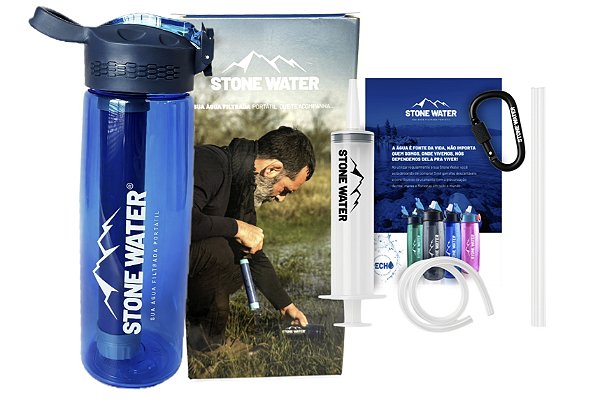 Garrafa Stone Water com Filtro + GANHE 4 Acessórios