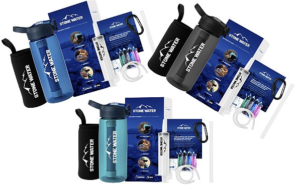 Combo 3 Garrafas com Filtros + 3 Capas Térmicas + GANHE 12 Acessórios