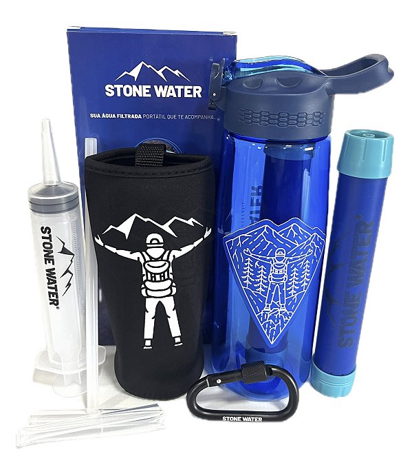 Garrafa Stone Water com filtro Edição Especial TRILHEIROS + Capa Térmica + GANHE 4 Acessórios