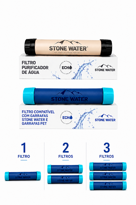 Filtro Avulso Stone Water | Refil Original 0,01 Micron | Substituição e Reposição | Compatível com Garrafas PETS