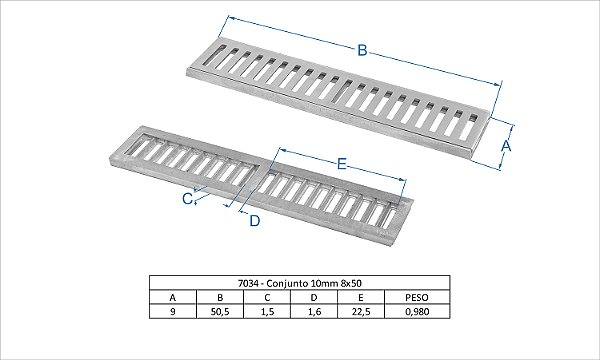 Ralo Linear 15 x 50 em Alumínio Fundido