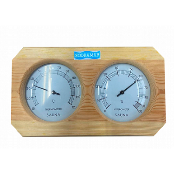 Medidor De Umidade e De Temperatura Em Madeira Para Sauna Seca - Sodramar
