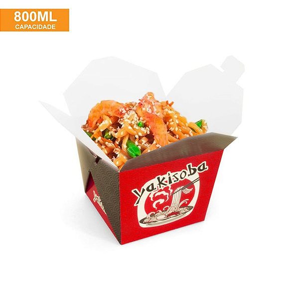 EMBALAGEM BOX ANTIVAZAMENTO YAKISOBA 800ML (C/50) - VERMELHA