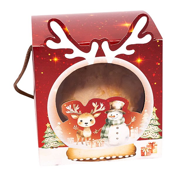 CAIXA MINI PANETONE COM ALÇA E VISOR 100/150GR (C/5) - NATAL ENCANTADO